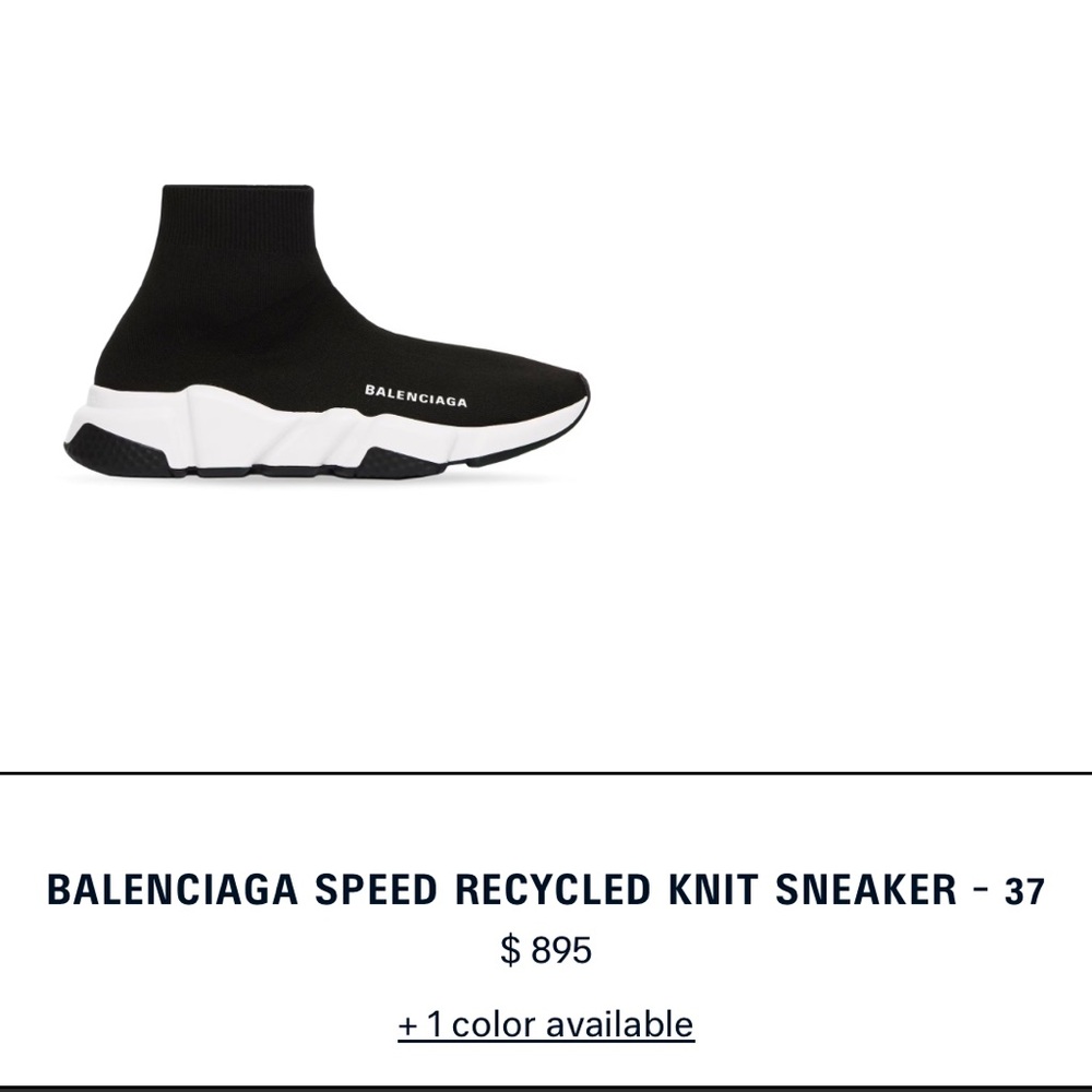 Balenciaga Black and White Speed Recycled Knit Sneakers - Picture 1 of 7
